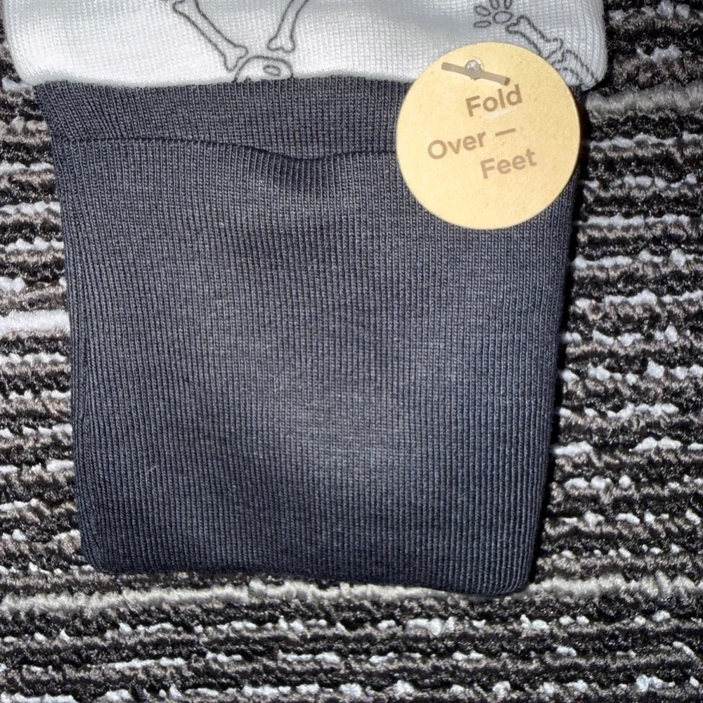 Monica+Andy Coverall Bib Set Kids 9-12M New Skeleton Organic Cotton White Black